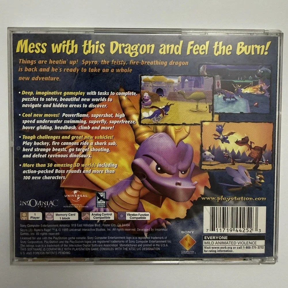 Spyro 2 Riptos Rage -‎ Sony PS1 - Complete CIB W/ Manual Gold Foil Holographic